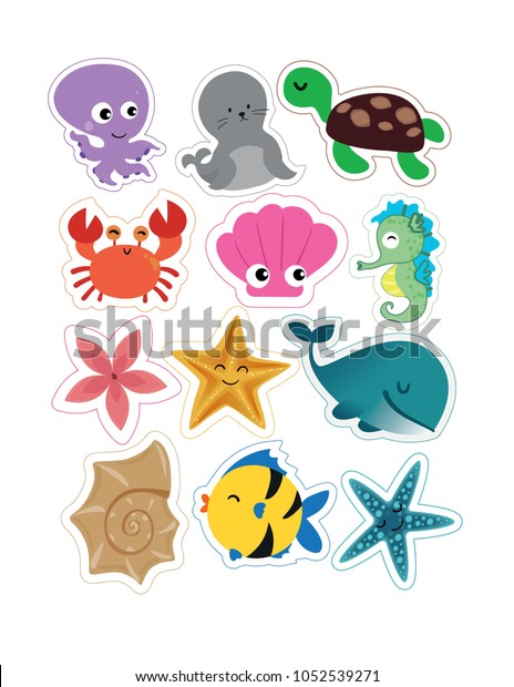Cute Under Sea Elements Crab Whale Stock Vector Royalty Free