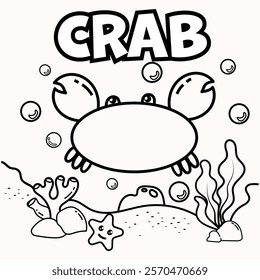 Cute Undersea Animal Character Coloring Illustrations Thick and Easy for Adults and Children