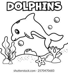 Cute Undersea Animal Character Coloring Illustrations Thick and Easy for Adults and Children