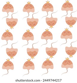 Cute underwater animal baby pattern. Cute pastel color of Stingray pattern for kids. Cute characters. Underwater background
