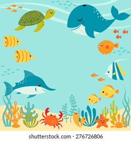 Cute underwater design with place for your text.