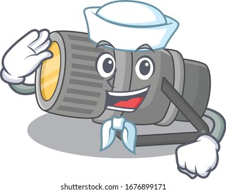Cute underwater flashlight Sailor cartoon character wearing white hat