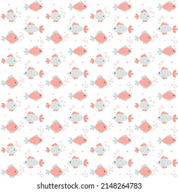 Cute underwater seamless pattern. Sea animals background. Ocean creatures.