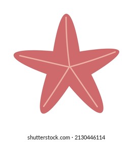 Cute underwater starfish, marine animals, shellfish. Flat vector illustration in cartoon style isolated on white background.