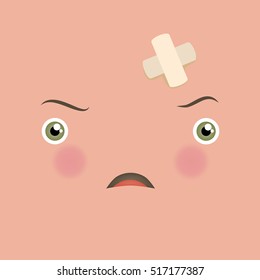 Cute unhappy face. Vector illustration angry, sad and disappointed emoticon. Icon, sign expression negative emotions. Character in cartoon style.