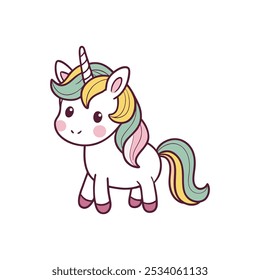 Cute Unicorn Adorable Vector Illustration.