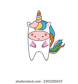 Cute unicorn. Animal cartoon character design. Kawaii. Vector Illustration.