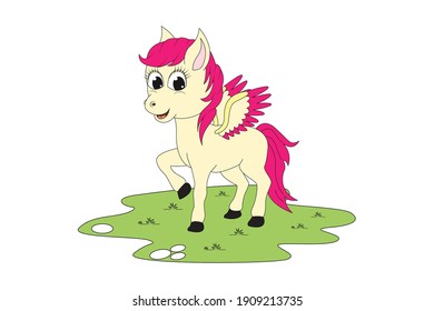 cute unicorn animal cartoon, simple vector illustration
