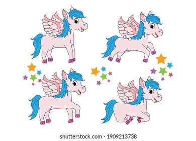 cute unicorn animal cartoon, simple vector illustration