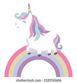 cute unicorn animal with rainbow