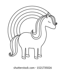 cute unicorn animal with rainbow vector illustration design