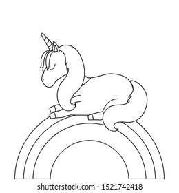 cute unicorn animal with rainbow vector illustration design