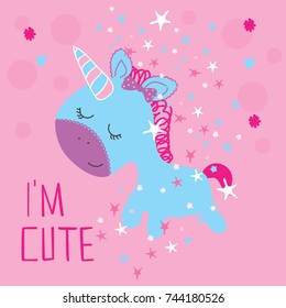 cute unicorn baby vector illustration