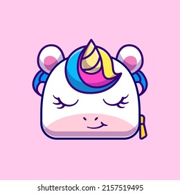 Cute Unicorn Bag Cartoon Vector Icon Illustration. Animal Education Icon Concept Isolated Premium Vector. Flat Cartoon Style