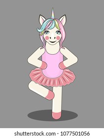 Cute Unicorn ballerina. Can be used for baby t-shirt print, fashion print design, kids wear, baby shower celebration greeting and invitation card.