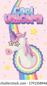 Cute unicorn banner on pastel background color illustration