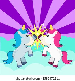 Cute Unicorn BFF High Five Vector Background