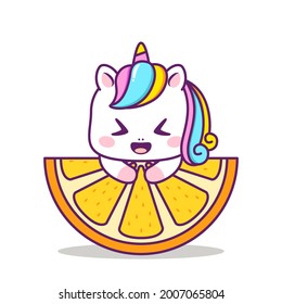 cute unicorn with big orange