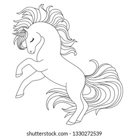 Cute Unicorn Black White Line Illustration Stock Vector (royalty Free 