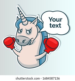 unicornio lindo en guantes de boxeo