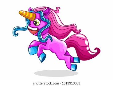 Cute unicorn cartoon. beautiful fantasy little horse, unicorn vector illustration