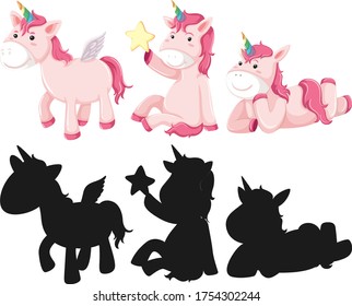 Cute unicorn cartoon character illustration