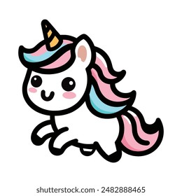 Cute unicorn cartoon character vector illustration