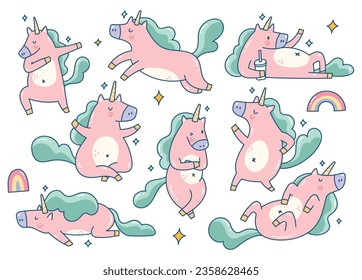 cute unicorn cartoon design element