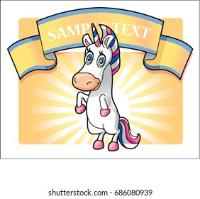 cute unicorn cartoon with frame border