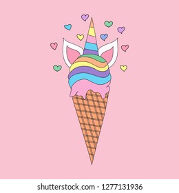 Cute unicorn cartoon hand drawn style.vector and illustration