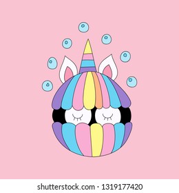 Cute unicorn cartoon hand drawn style.vector and illustration