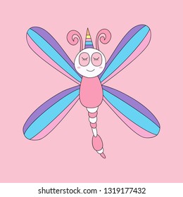 Cute unicorn cartoon hand drawn style.vector and illustration