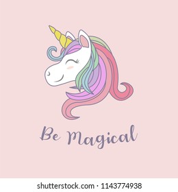 cute unicorn cartoon illustration with smooth color, use for birthday kids party  background, invitation card template and poster, vector eps 10 