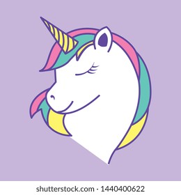 cute unicorn cartoon isolate over violet background vector illustration