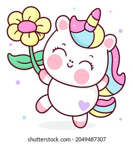 Cute unicorn cartoon kawaii