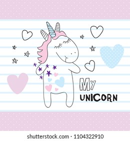 cute unicorn cartoon vector illustration