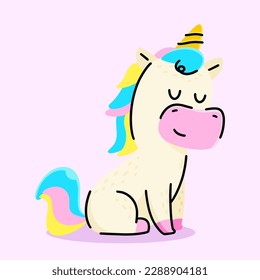Cute Unicorn cartoon. vector cartoon illustration