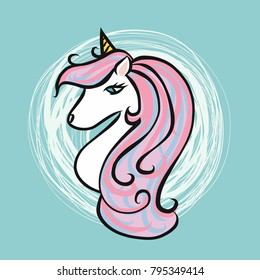 Cute unicorn cartoon vector illustration