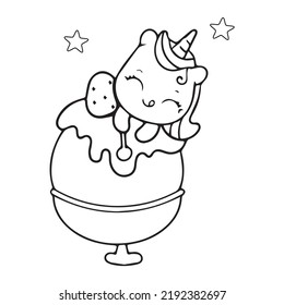 Cute Unicorn cat mermaid cartoon Kawaii pony child with sweet donut food and drink, Pastel color: Fabulous fashion fairytale horse Birthday party - muffin for invitation post, t-shirt, nursery décor.