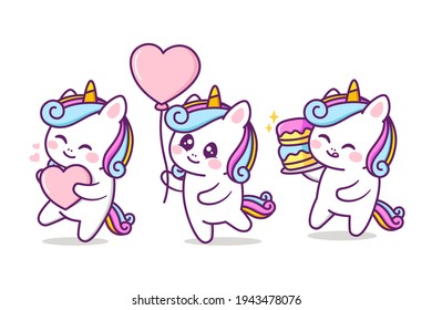 cute unicorn character birthday group