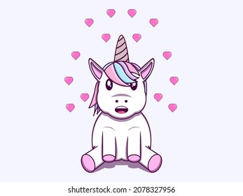 Dibujo de dibujos animados de carácter circular unicornio