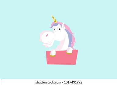 Cute Unicorn Character . vector Illustration. Isolated on a colored background.