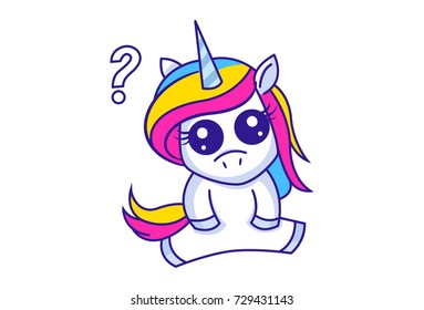 Cute Unicorn Character .Vector Illustration. Isolated on white background.