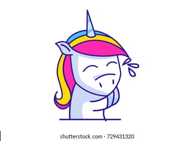 Cute Unicorn Character .Vector Illustration. Isolated on white background.