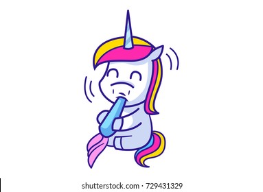 Cute Unicorn Character .Vector Illustration. Isolated on white background.