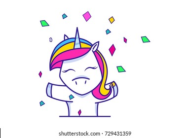 Cute Unicorn Character .Vector Illustration. Isolated on white background.