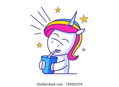 Cute Unicorn Character .Vector Illustration. Isolated on white background.