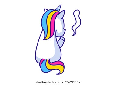 Cute Unicorn Character .Vector Illustration. Isolated on white background.