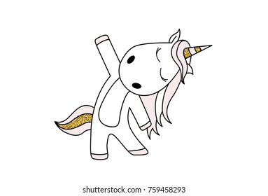 Cute Unicorn Character. Vector illustration. Isolated on white background.