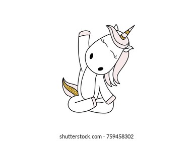 Cute Unicorn Character. Vector illustration. Isolated on white background.